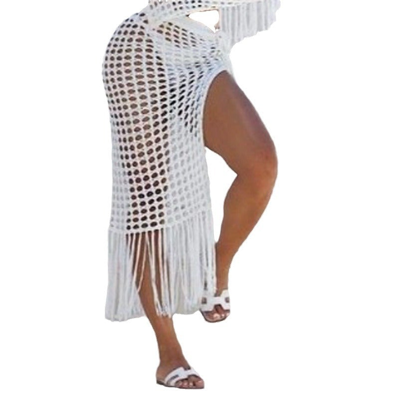 Elegant Crochet Beach Sarong with Fringed Hem