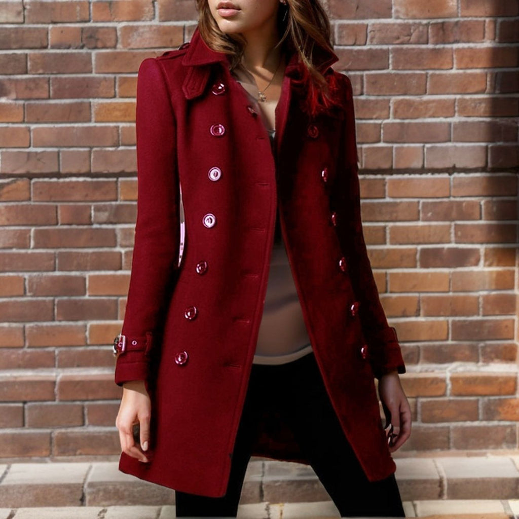 Women's Elegant Trench Coat with Double-Breasted Design