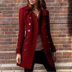 Women's Elegant Trench Coat with Double-Breasted Design