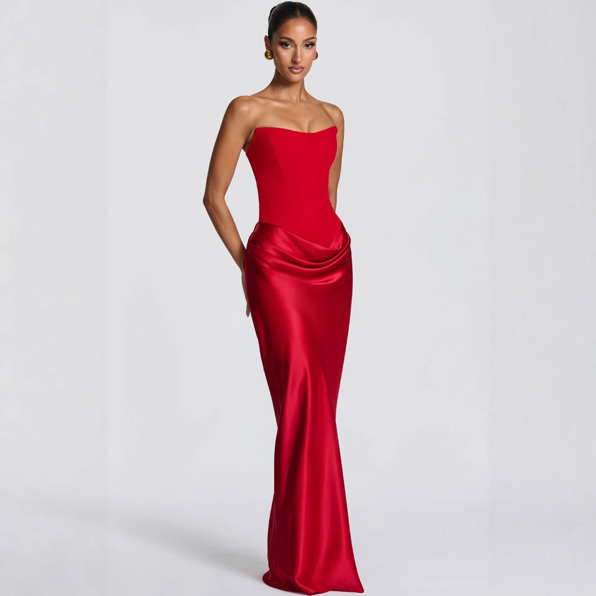 Women's Evening Dress with Off-Shoulder Design and Elegant Slit