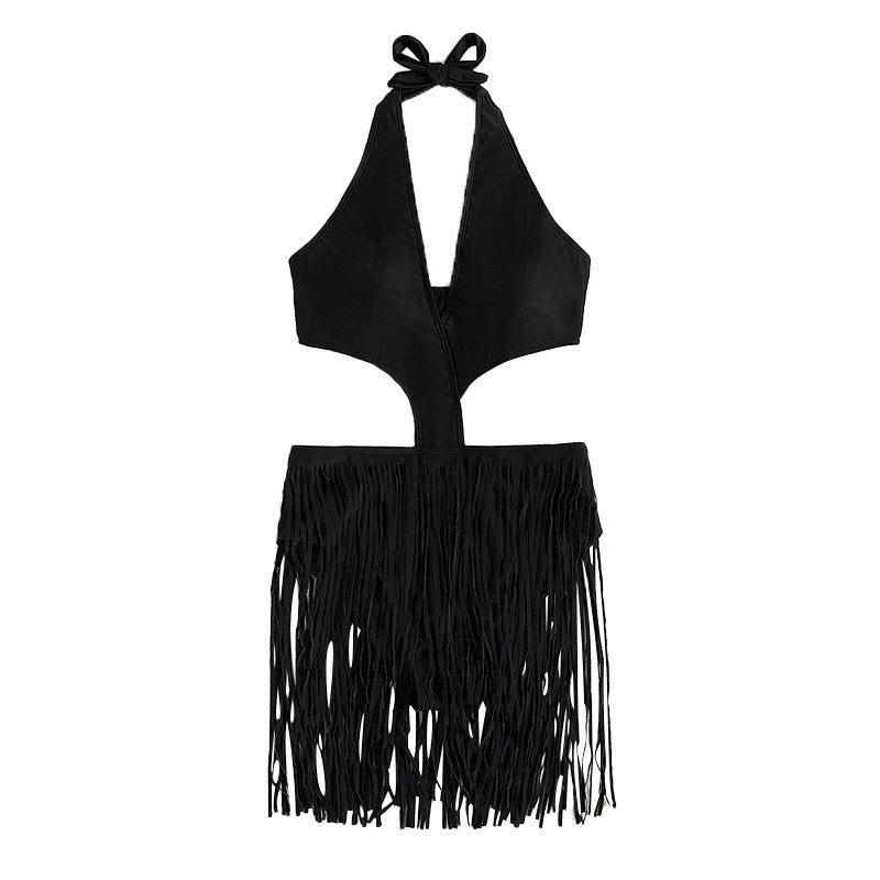 Women's Swimsuit with Braided Fringe Skirt