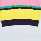 Women's Short-Sleeve Polo Shirt with Colorful Striped Pattern
