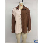 Women's Corduroy Shirt with Color-Block Design
