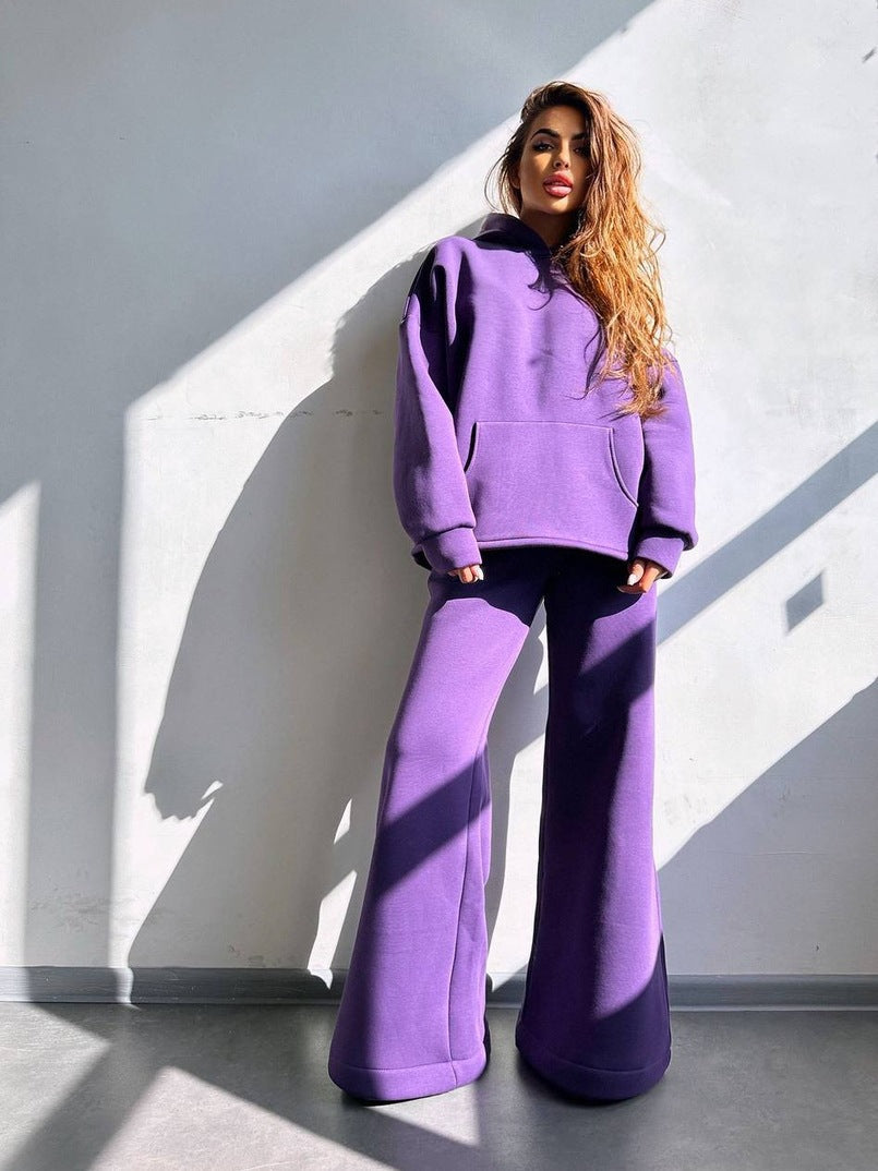 Women's Oversized Hoodie and Wide Leg Leisure Pants