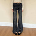 Women's High-Waisted Flared Jeans with Adjustable Waistband