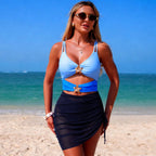 Women's Swim Top with Cut-Outs and Ruching