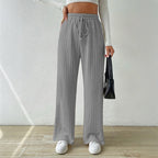 Women's Relaxed Knit Loungewear Set with High Waist and Wide Leg