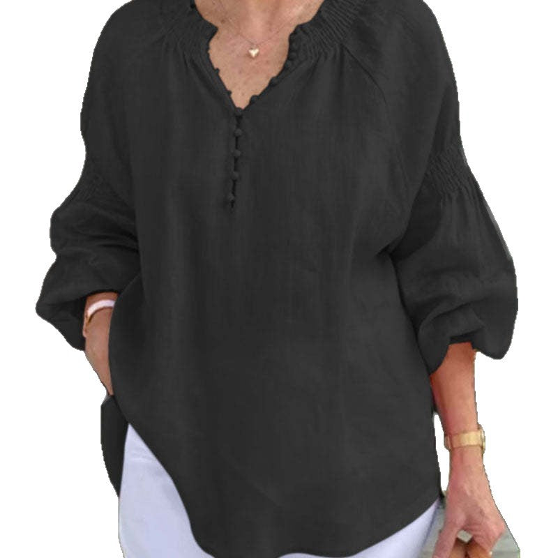 Casual Blouse with Balloon Sleeves