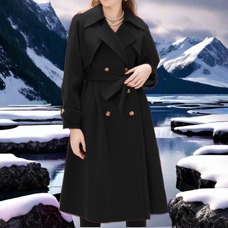 Elegant Double-Breasted Trench Coat with Tailored Fit