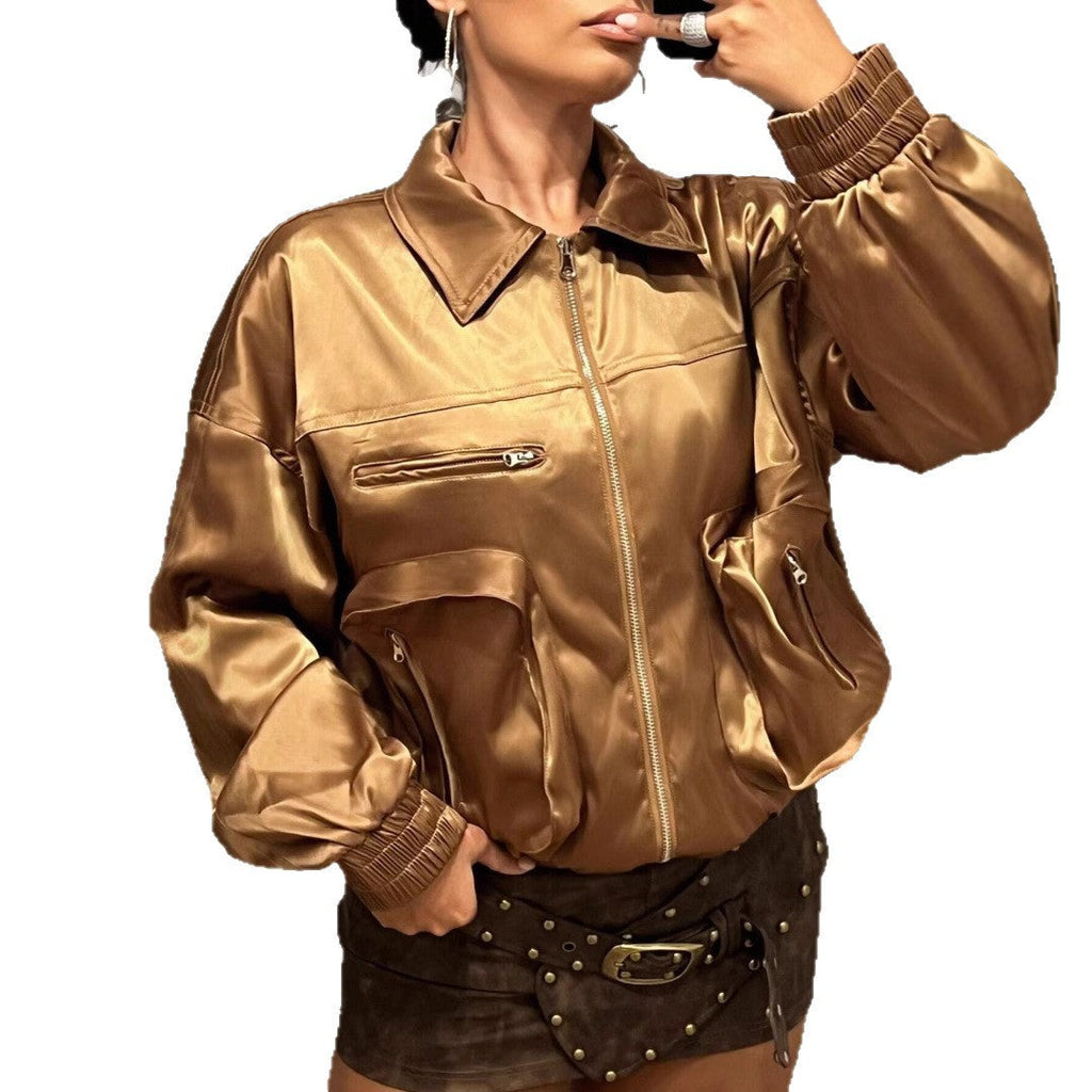 Women's Satin-Look Bomber Jacket