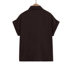 Women's Short-Sleeve Blouse with Knot Detail and Elegant Cut