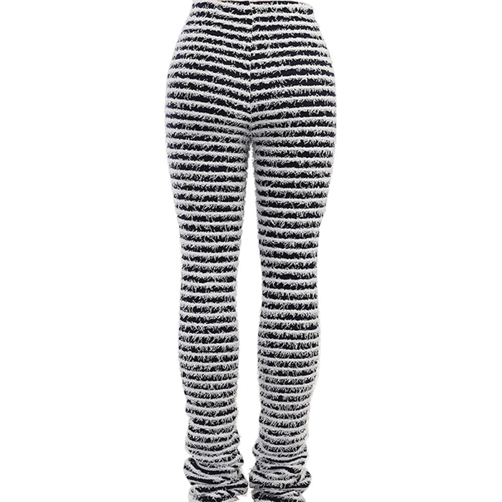 Women's High-Waisted Striped Trousers