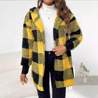 Women's Long Plaid Coat in Soft Material