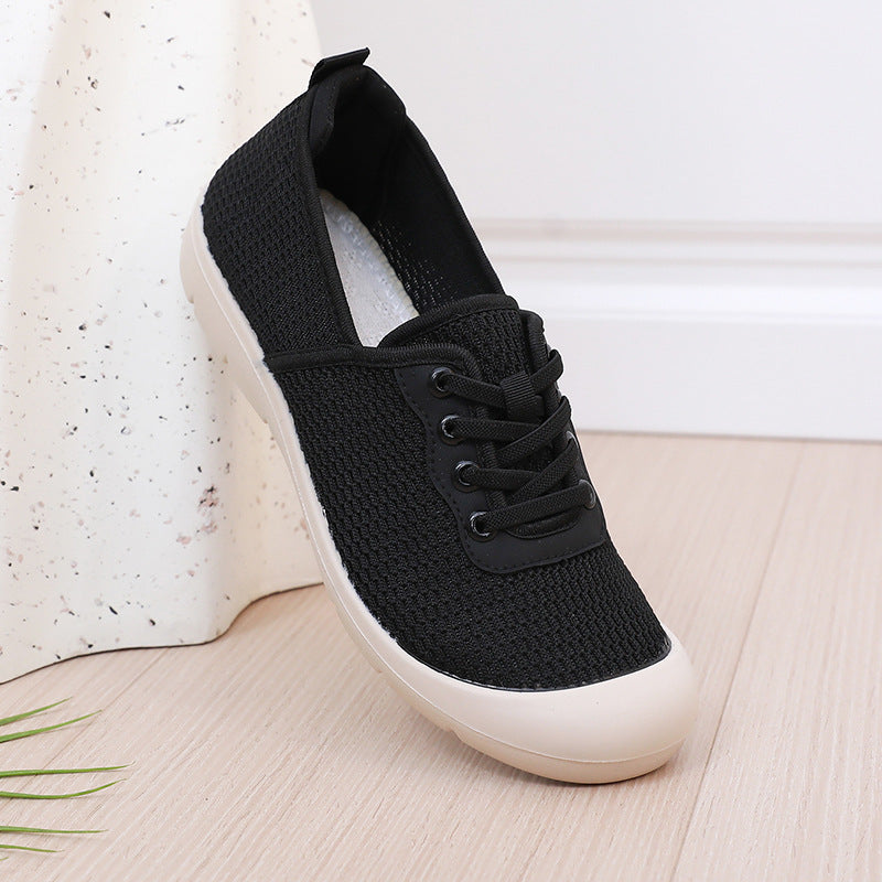 Women's Breathable Casual Sneakers with Flexible Sole and Elastic Lacing