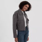 Women's Cropped Utility Jacket with Dual Chest Pockets