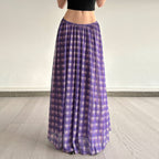 Women's Maxi Skirt with Flowing Cut and Trendy Plaid Pattern
