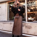 Women's Maxi Skirt in High-Quality Faux Leather with Refined Quilted Pattern