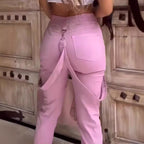 Women's Cargo Pants with Pockets and Belt