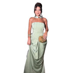 Women's Evening Dress with Asymmetrical Cut and Draping