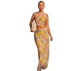 Women's Elegant Two-Piece Set with Floral Pattern