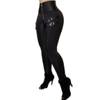 Women's High-Waisted Leggings with Buckle Details