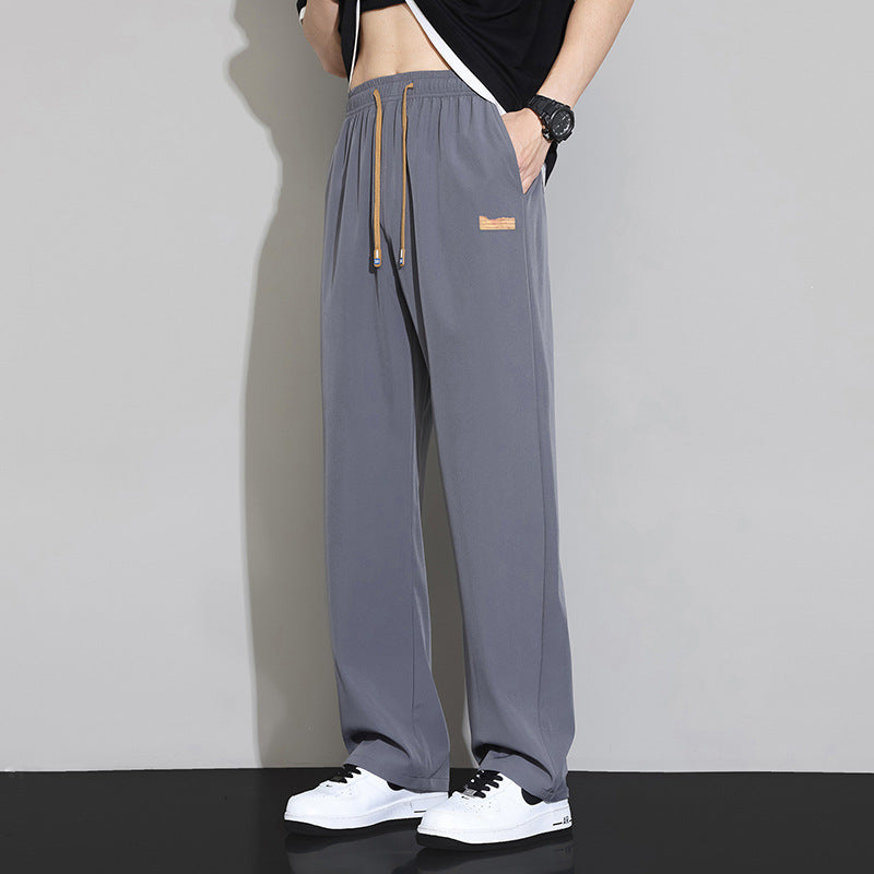 Men's Casual Leisure Pants with Elastic Waistband and Practical Pockets