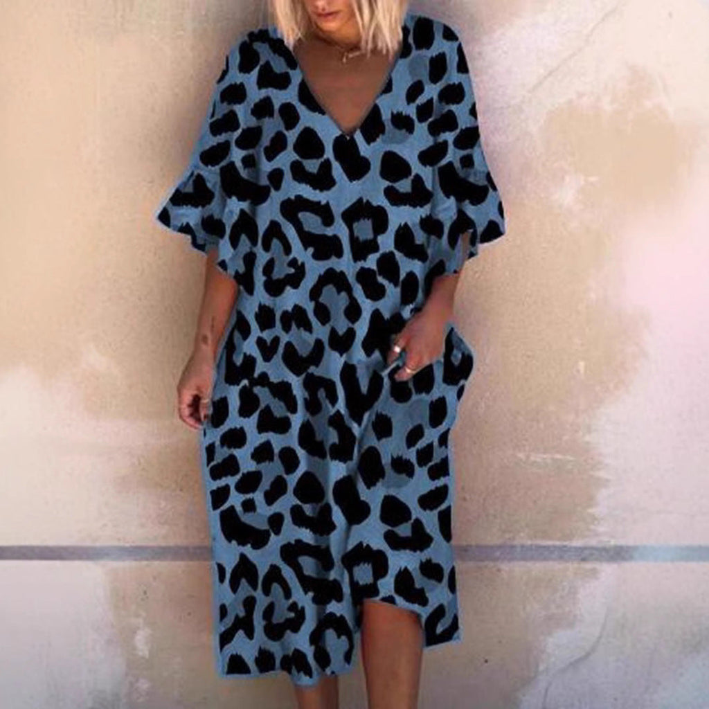 Women's Sleeveless Kaftan Dress in Leopard Print