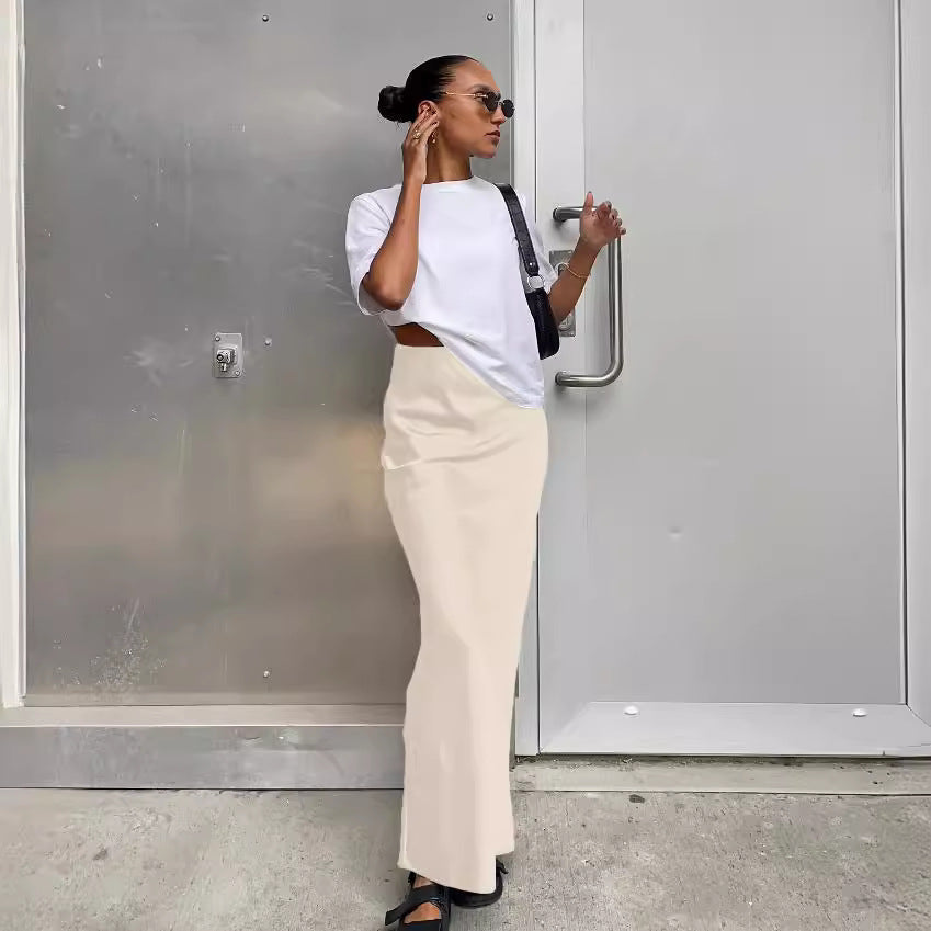 Women's High-Waisted Maxi Skirt with Side Slit