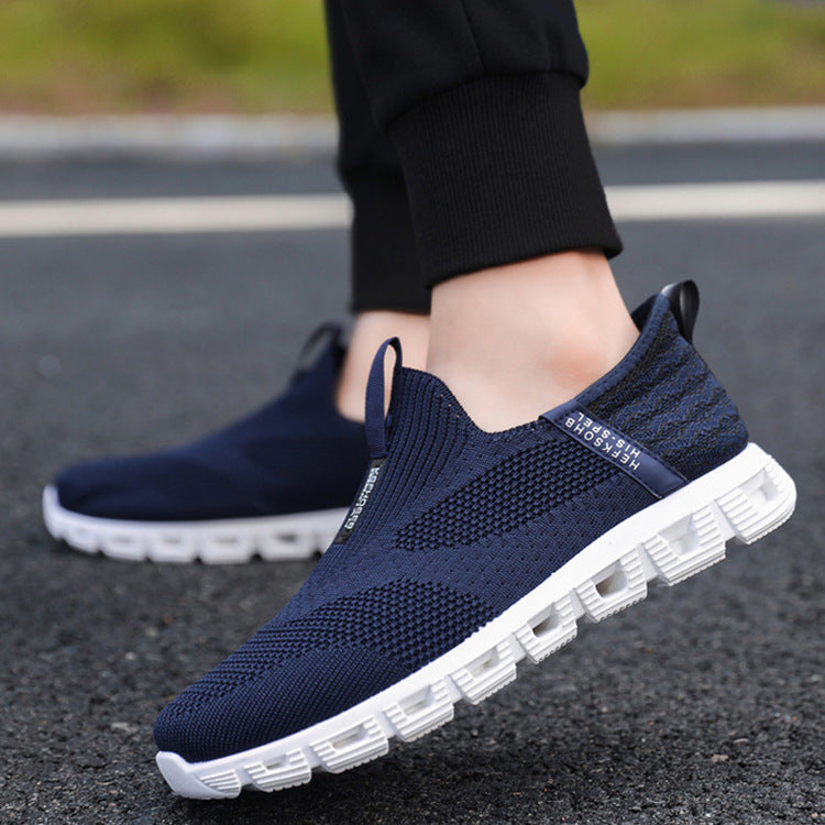 Women's Breathable Slip-On Sneakers with Elastic Knit Upper and Non-Slip Sole