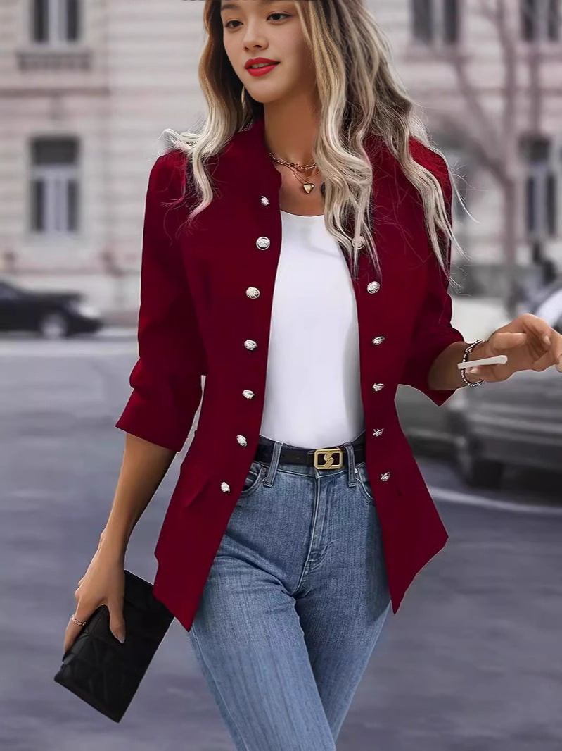 Women's Blazer with Stylish Snap Buttons