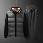 Men's Padded Hooded Vest and Jogging Pants Set