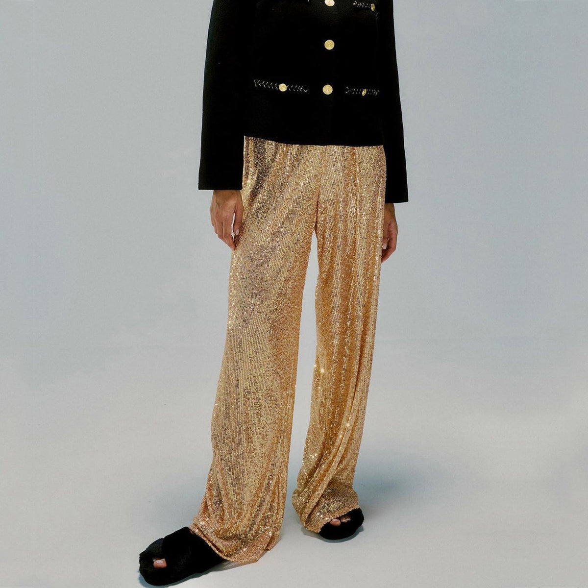 Women's Glitter Palazzo Pants with Wide Leg