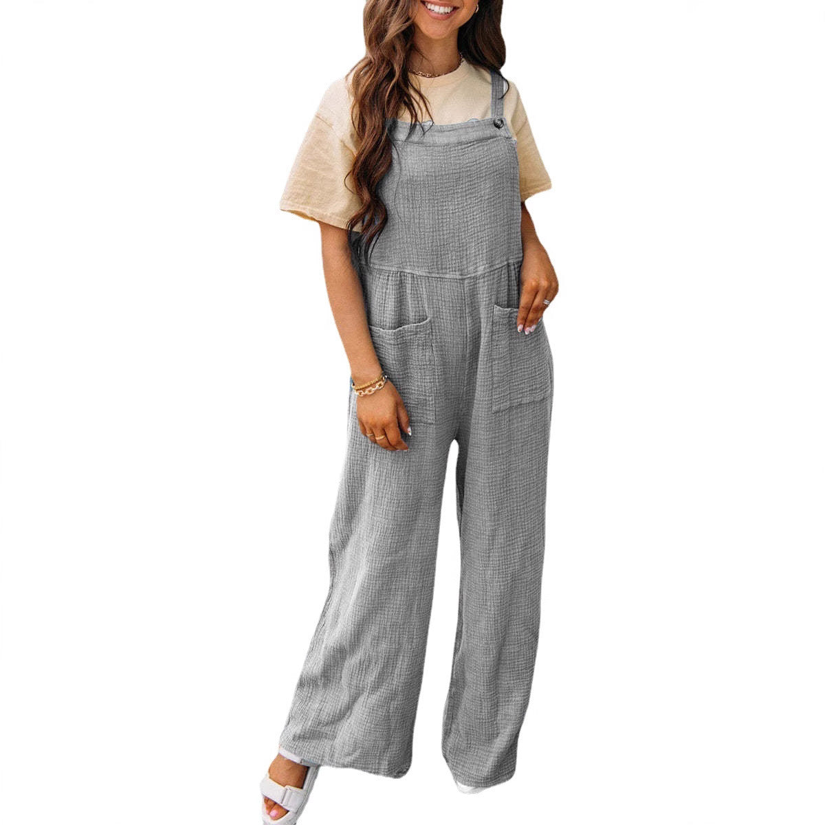 Casual Overall with Practical Pockets and Adjustable Straps