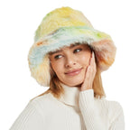 Women's Trendy Faux Fur Hat with Multicolor Gradient
