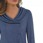Elegant Women's Blouse with Asymmetrical Hem and Collar