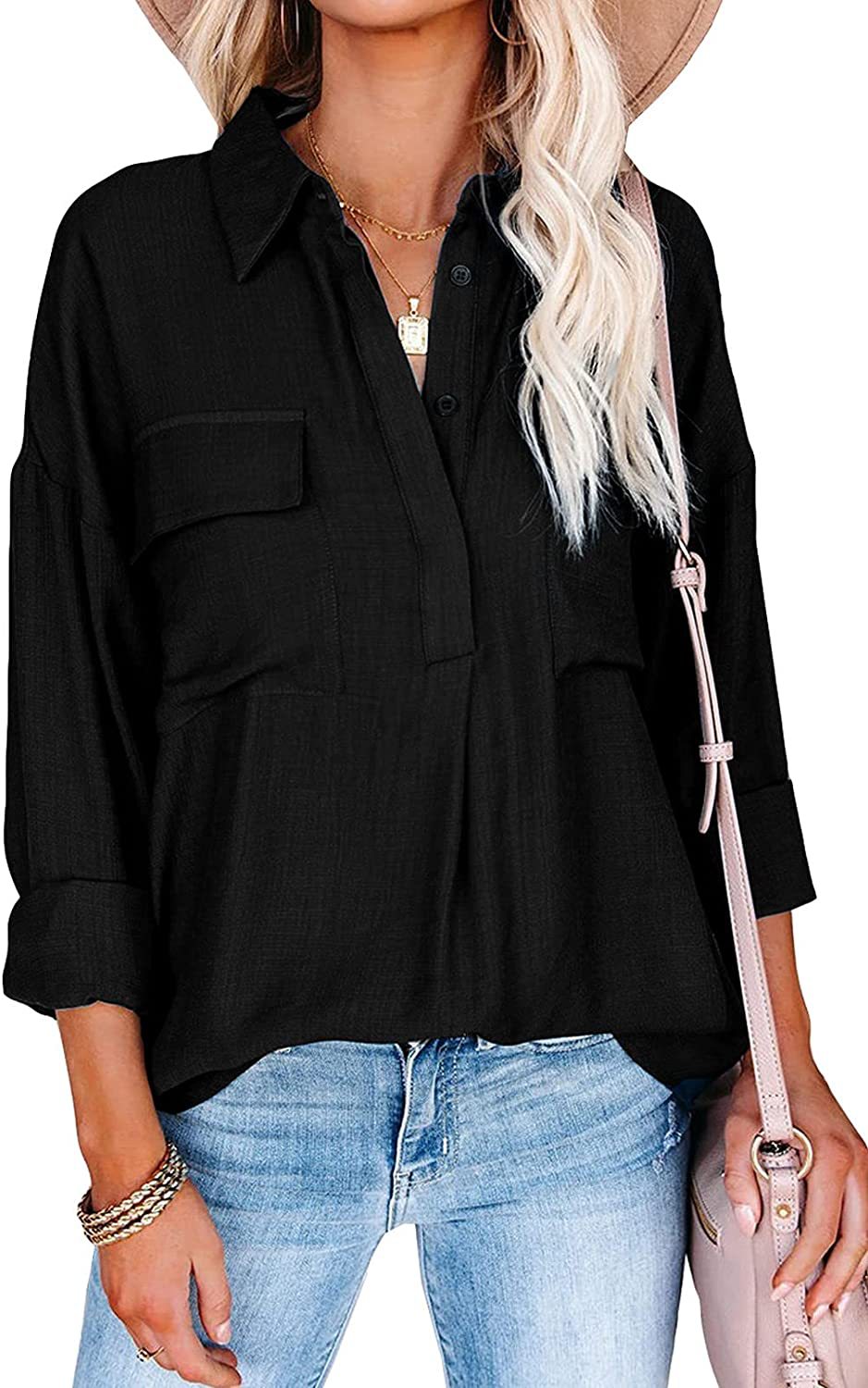 Casual Button-Down Shirt with Chest Pockets
