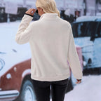 Women's Fleece Pullover with Stand-Up Collar and Zipper