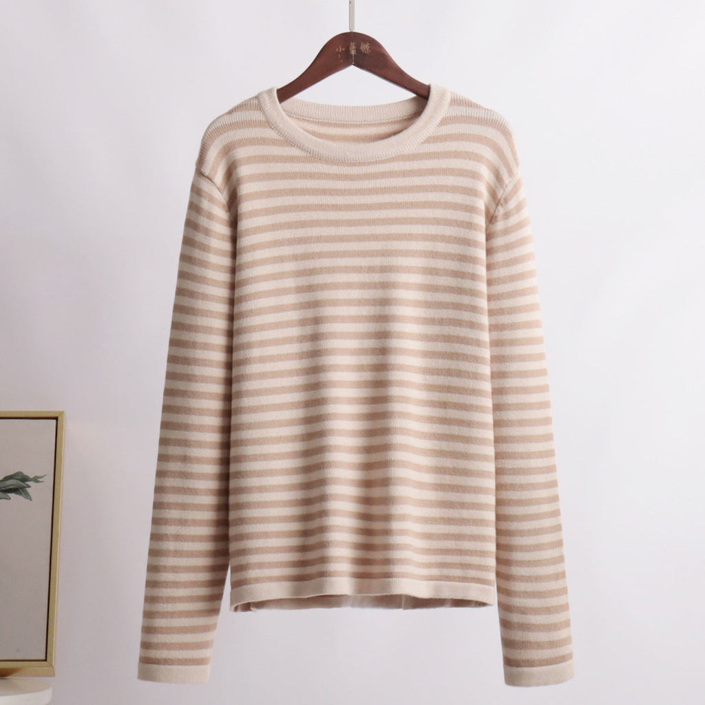 Women's Striped Casual Cotton-Blend Sweater