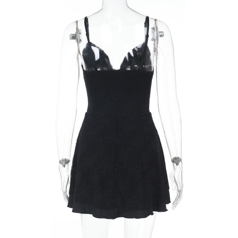 Women's Sleeveless Mini Dress with Lace Appliqués