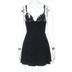Women's Sleeveless Mini Dress with Lace Appliqués