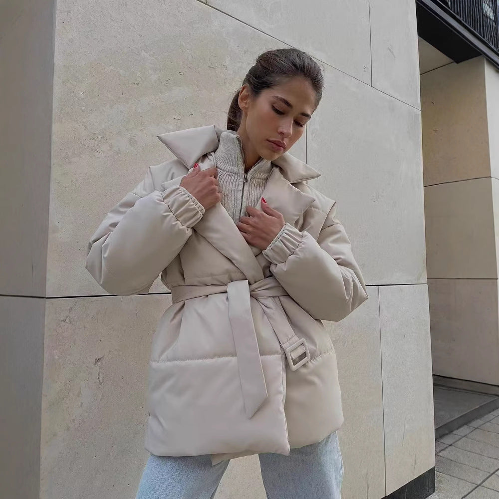 Women's Elegant Quilted Coat with Adjustable Belt