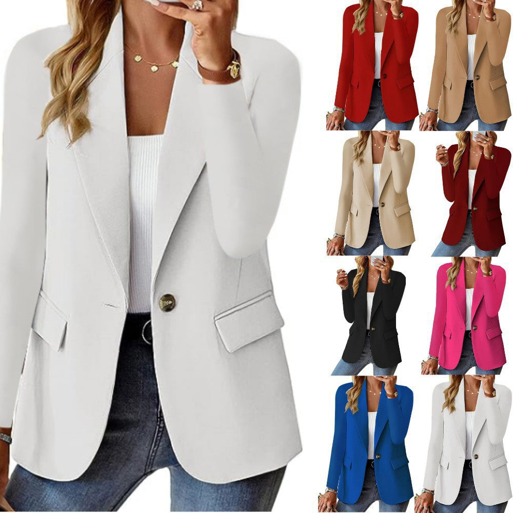 Women's Elegant Blazer with Classic Cut and Pockets
