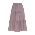 Women's Maxi Skirt with Ruffle and Plaid Pattern