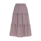 Women's Maxi Skirt with Ruffle and Plaid Pattern