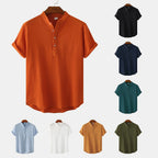 Women's Short-Sleeve Shirt with Button Placket and Textured Pattern