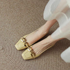 Women's Ballet Flats with Elegant Chain Accent