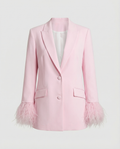 Elegant Women's Blazer with Eye-Catching Feather Sleeves