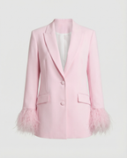 Elegant Women's Blazer with Eye-Catching Feather Sleeves