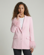Elegant Women's Blazer with Eye-Catching Feather Sleeves