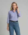 Women's Long-Sleeve Shirt Blouse with Fine Stripes